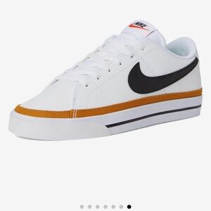 Nike Court Legacy Next Nature sneakers in the White, Black, and Ochre, W size 6